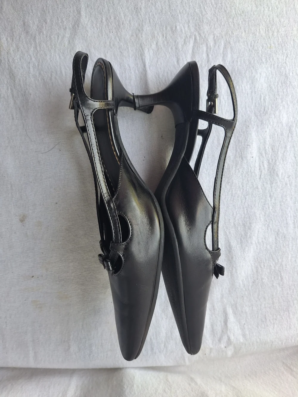 Talbots Black Slingback Heels with Bow Accent